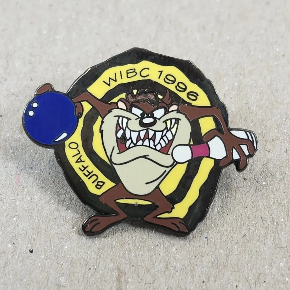 WIBC Bowling Lapel Pin 1996 Buffalo NY Tasmanian Devil Tournament Enamel Tie Tac